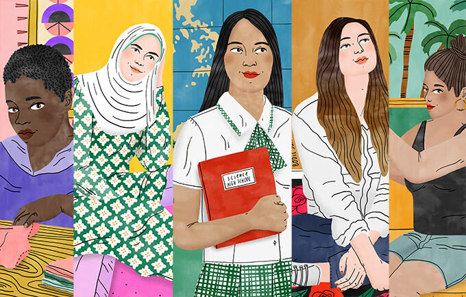 What does gender inequality look like? These five girls can tell you. Illustration by Bodil Jane for UNFPA.