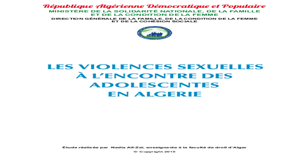 Les violences sexuelles à l'égard des adolescentes