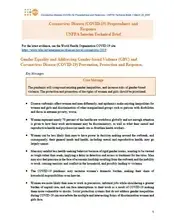 Gender Equality and Addressing Gender-based Violence (GBV) and Coronavirus Disease (COVID-19) Prevention, Protection and Response.